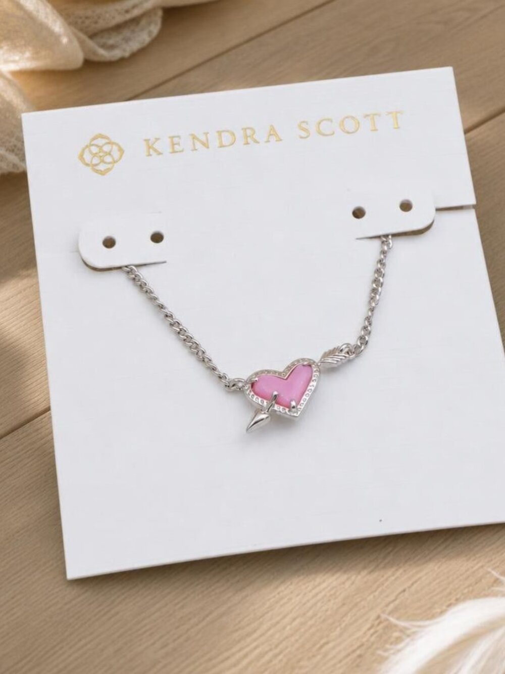 Kendra Scott Ari Heart Arrow Silver Short Necklace